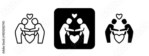 Respect  Solid color and black line drawing vector illustration set