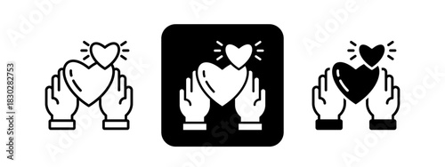 Compassion  Solid color and black line drawing vector illustration set