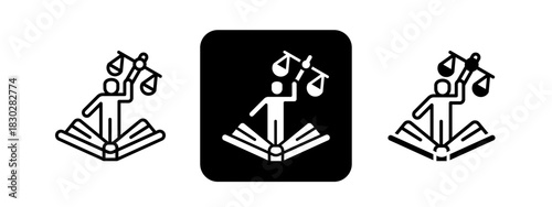 Moral  Solid color and black line drawing vector illustration set