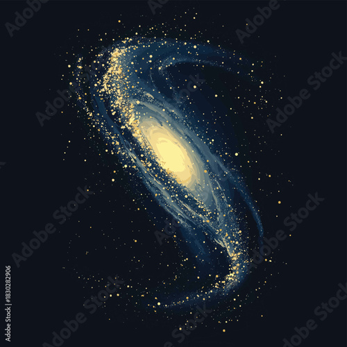Illustration of galaxy made by dots. Galactica Andromeda,Milky Way.Vector image , vector style simple color