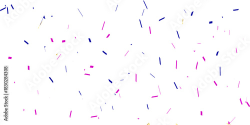 Scattered confetti in shades of pink blue and  falling creating a festive and celebratory atmosphere visually appealing White Background.