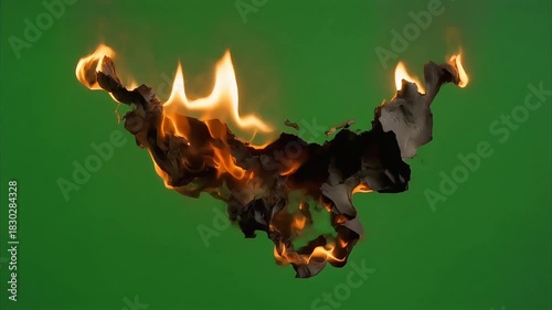 Burning Paper on Green Screen – Realistic Fire and Ash HD Footage