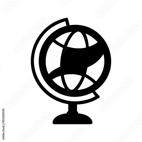 Globe on a stand outline on transparent background silhouette