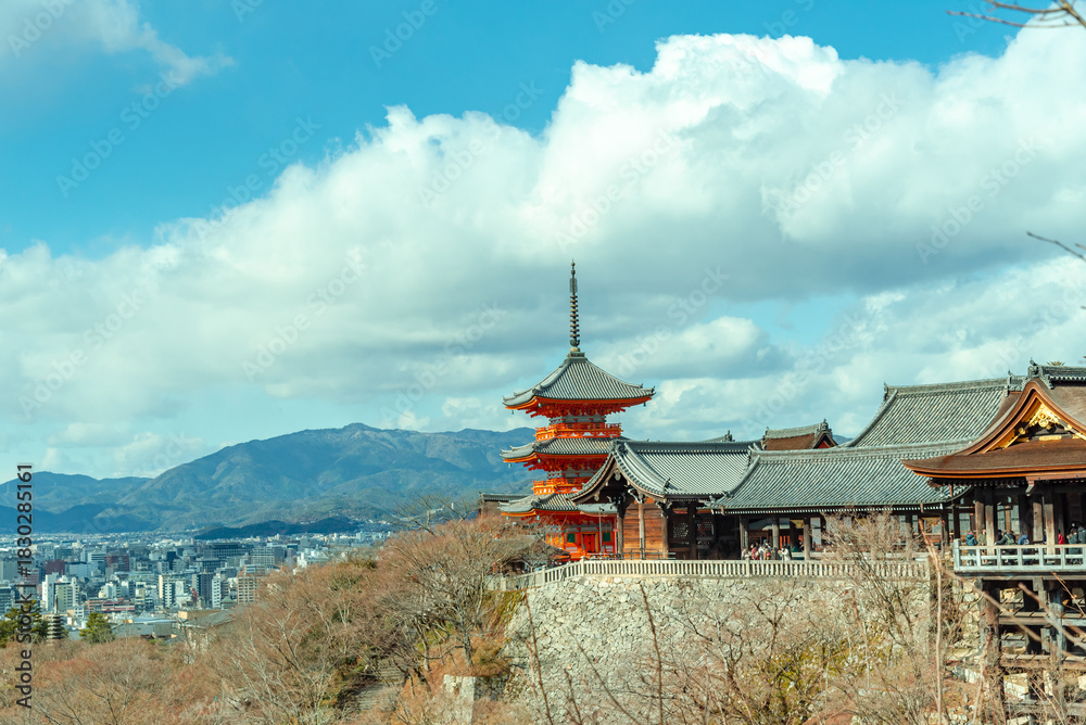 Fototapeta premium The most beautiful viewpoint of Kiyomizu-dera is a popular tourist destination in Kyoto City, Japan.