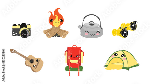 Adventure stickers in the style of Kawaii