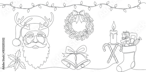 Christmas santa wreath bells candle stocking lights holiday festive winter joy