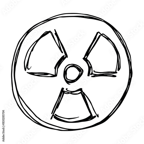 Hand drawn radiation sign Nuclear radiation hazard symbol Radioactive danger warning sign clipart in doodle style Nuclear safety Radioactive waste Single element for print, web, design, decor