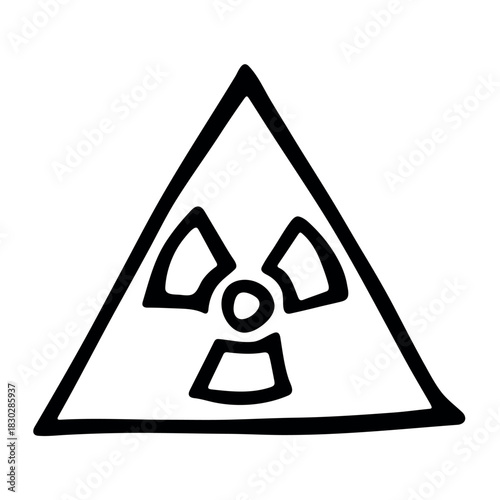 Hand drawn radiation sign Nuclear radiation hazard symbol Radioactive danger warning sign clipart in doodle style Nuclear safety Radioactive waste Single element for print, web, design, decor