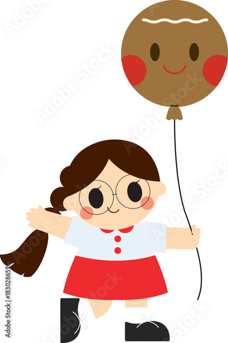 Cute Girl Gingerbread Balloon Christmas Joy
