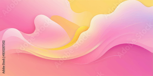 Colorful abstract background design with wave vector illustration, pink curve pattern backdrop, and light decoration style