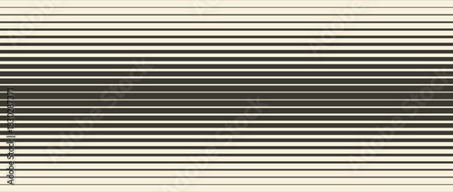 Retro linear halftone gradation texture. Parallel repeating stripe transition background. Fading thick to thin line gradient pattern. Horizontal striped wallpaper with Doppler effect concept. Vector