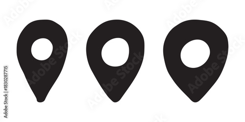 Set of hand drawn map pin Map marker pointer sign GPS and mapping tools Location pin symbol Pinpoint clipart in doodle style Single element for web, design