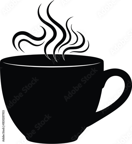 Winter season hot drink silhouette featuring warm cup and steam design