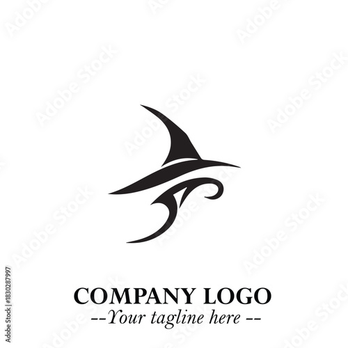 Mystical Black Witch Logo Symbol on White Background for Modern Magical Branding Design Effects