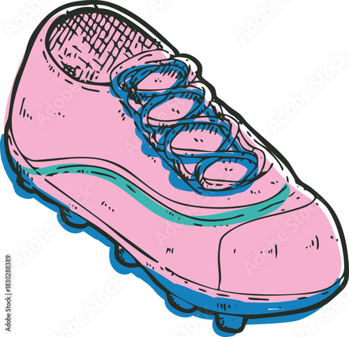 soccer shoe sports item hand drawn illustration
