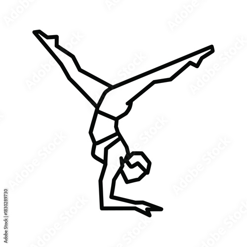 Minimalist Line Art Woman in Handstand Split Pose