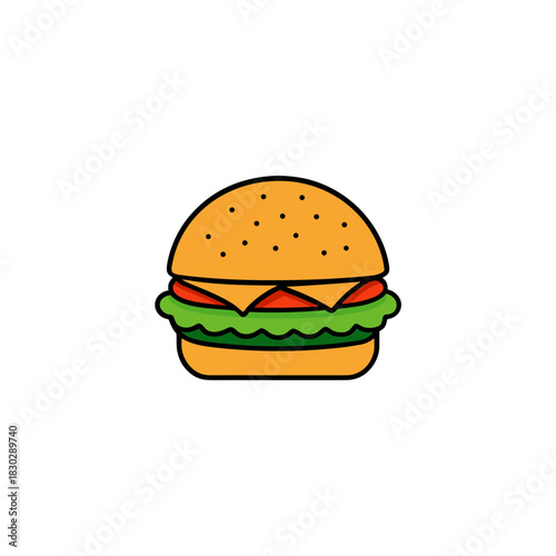 Illustration of a burger on transparent background