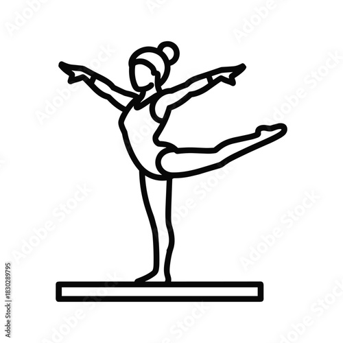 Female Gymnast Balancing Pose Line Icon