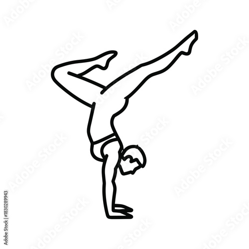 Male Gymnast Handstand Outline Icon