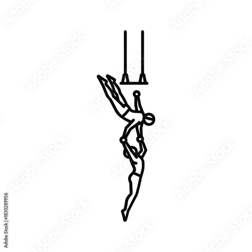 Aerial Acrobatics Duo on Rings Outline Icon