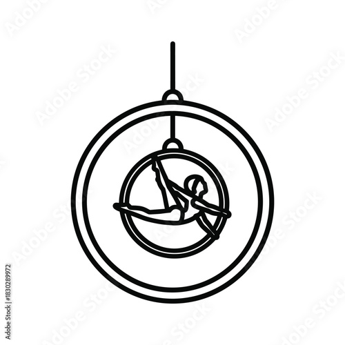 Aerial Hoop Performer Line Art Icon