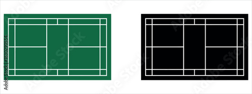 Ready for a match, two badminton court designs in classic green and bold black for your athletic project layouts and sports marketing campaign.