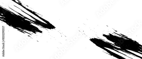 Vector black and white with grunge style, Abstract black and white brush strokes on a canvas with Black ink texture