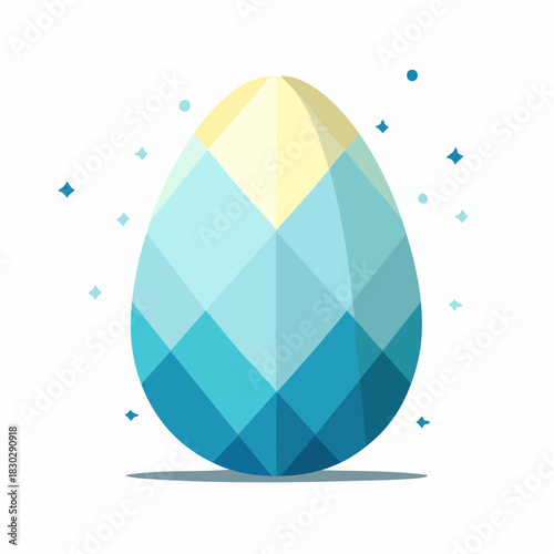 Geometric Easter Egg with Blue and Yellow Facets.