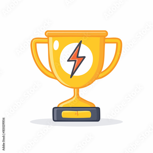Golden Trophy with Lightning Bolt Symbol for Achievement and Success 2.