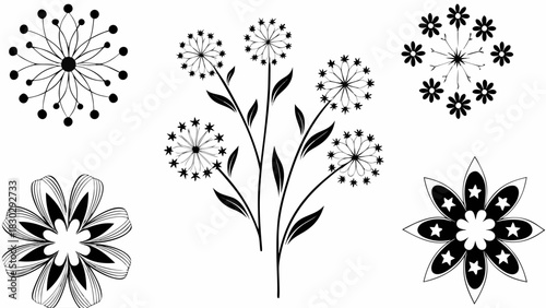 Elegant floral arrangement with detailed blossoms, a modern botanical design perfect for stationery, invitations, and creative projects, originally vector art