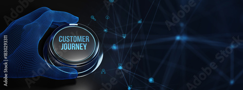 Inscription Customer journey on the virtual display. Business Technology Internet and network concept. 3d illustration