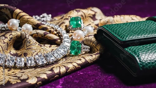 Elegant Jewelry and Accessories Still Life Composition.