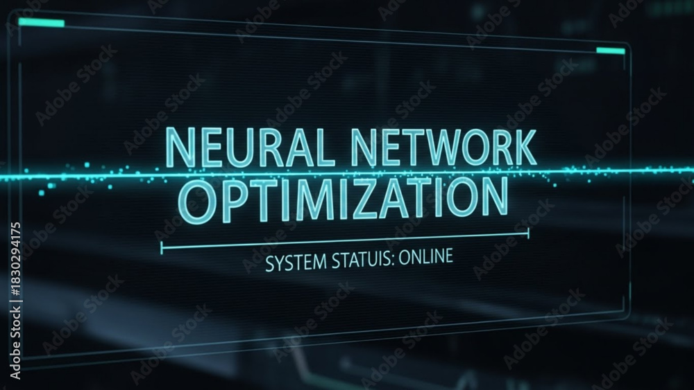 Fototapeta premium A neural network optimization interface with system status online displayed in a futuristic style