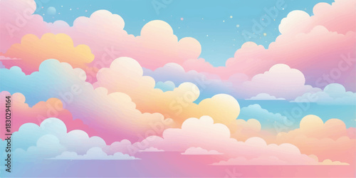 Beautiful pink sky cloudscape with sun and abstract light