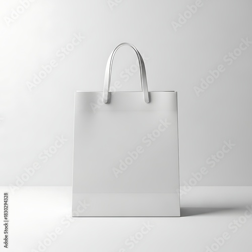 Blank white tote bag mockup in front view with handle, for shopping and branding