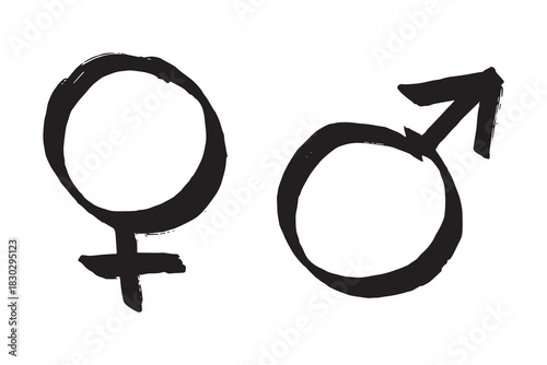 Hand drawn female and male gender identity sign Symbol used to represent sex and gender Single element for print, web, design, decor