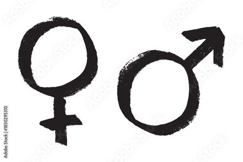 Hand drawn female and male gender identity sign Symbol used to represent sex and gender Single element for print, web, design, decor