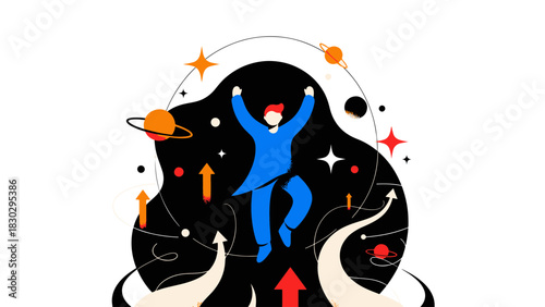 Empowering Ascent Flat Design Illustration of Personal Success and Growth