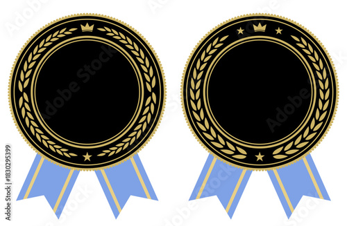 高級感のあるリボン付きランキングメダル 黒色