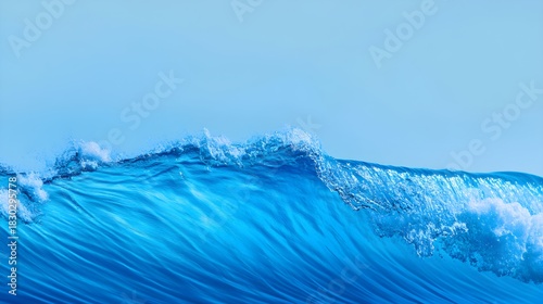 Fototapeta Naklejka Na Ścianę i Meble -  Blue Ocean Wave Cresting with White Foam water