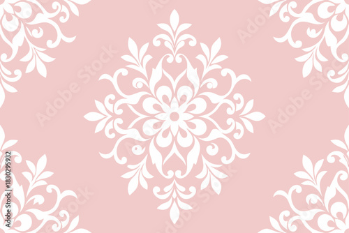 White floral pattern on a light pink background image