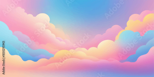 Beautiful clouds and sun in the blue sky, a colorful rainbow in the summer nature