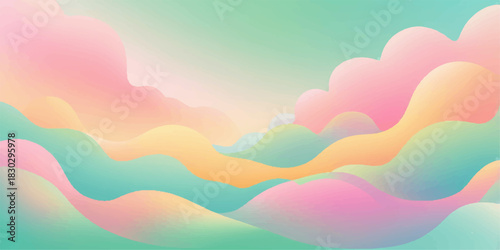 Abstract colorful background illustration with bright light and a gradient rainbow wave design of the sky, clouds, and summer nature
