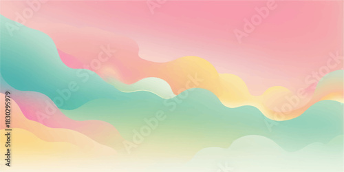 Abstract colorful summer sky cloudscape with bright sunlight, blue air, and mountain landscape view