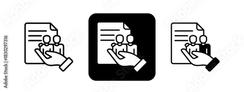 Community Involvement  Solid color and black line drawing vector illustration set