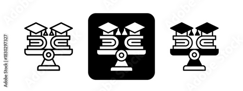 Education  Solid color and black line drawing vector illustration set