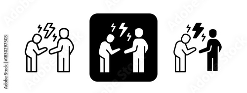 Conflict Resolution  Solid color and black line drawing vector illustration set