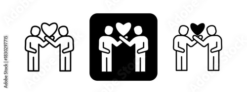 Respect  Solid color and black line drawing vector illustration set