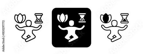 Patience  Solid color and black line drawing vector illustration set