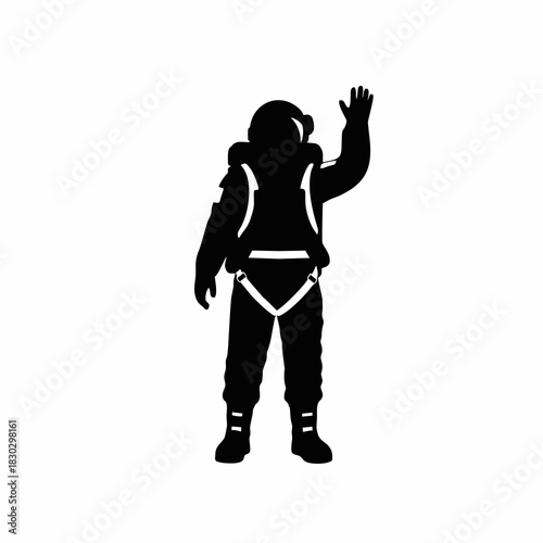 silhouette of a parachutist vector on a white background